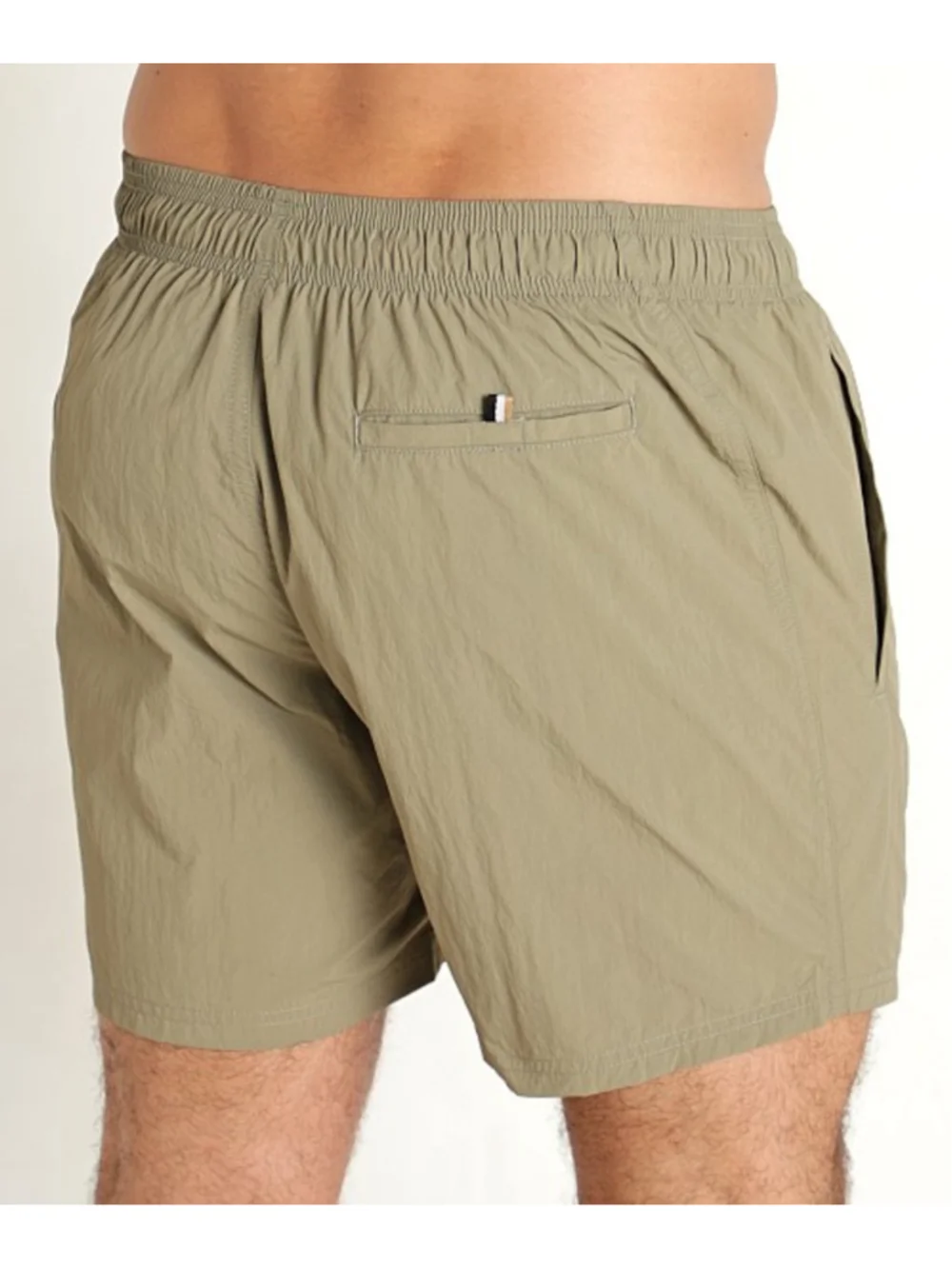 Men's BOSS Army GreenSwim Trunks with Black Logo - Size M EUC